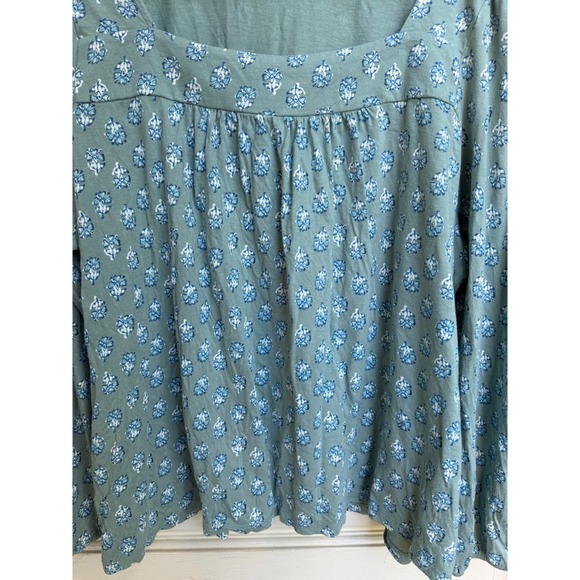 Lucky Brand Floral Print Square Neck Long Sleeve Blouse Top Size XXL - Picture 3 of 6